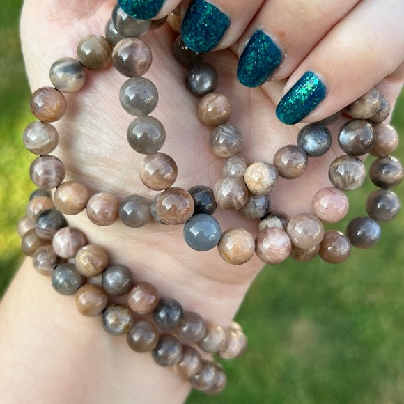 Black Moonstone 8mm bracelet - Picture 1 of 3